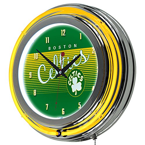 NBA Boston Celtics Chrome Neon Clock, One Size, Chrome