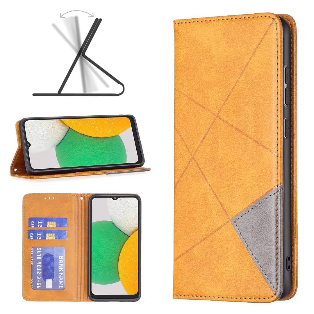 ESONG Case for iPhone 14 Pro Max,Premium PU Leather Wallet Flip Cover Case with[Card Slots][Magnetic Closure][Kickstand]Full Protection Shockproof Design -yellow