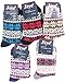 Packs of 5 Crew Socks Women Wool Fuzzy Winter Colored Knit Sox,Snowflake