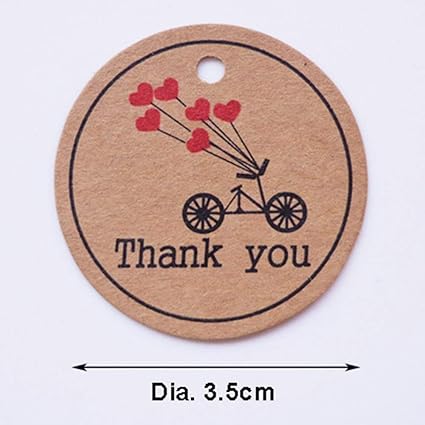 FairOnly 100Pcs Letter Printing Kraft Gift Hanging Tags for Wedding Party Decoratin Thank You Number 3
