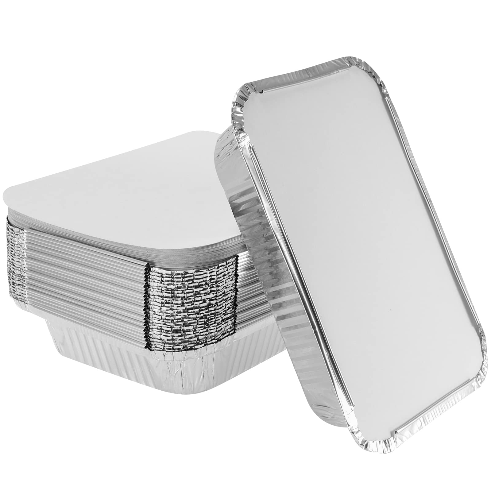 PINGEUI Pack of 25 1000 ml Aluminium Grill Trays with Lid, Aluminium Grill Trays Aluminium Grill Trays for Cooking Roasting Baking, 229 x 169 x 50 mm