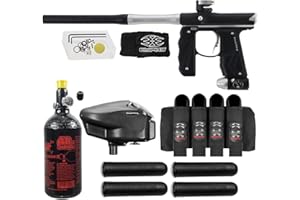 Maddog Empire Mini GS Electronic Full Auto Paintball Gun Marker w/ 48/3000 HPA Paintball Tank, Empire Halo Too Electronic Loader, 4-Pod Harness & (4) Pods Starter Package