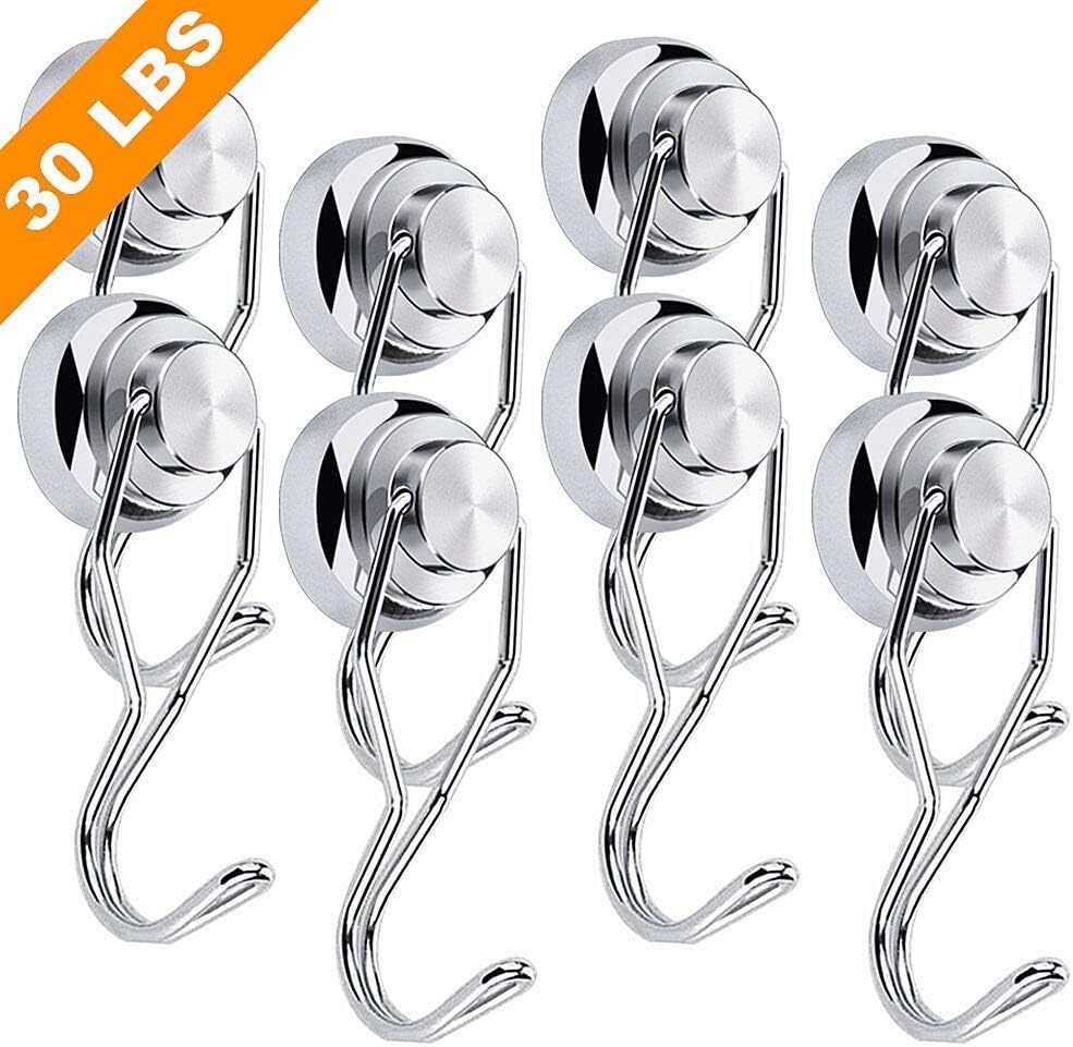 30LBS Swivel Swing Powerful Magnetic Hooks, Magnetic Swivel Hooks Heavy Duty Magnet Hook with Strong Neodymium Magnet Hook for Home, Kitchen, Workplace, Office and Garage - Pack of 8