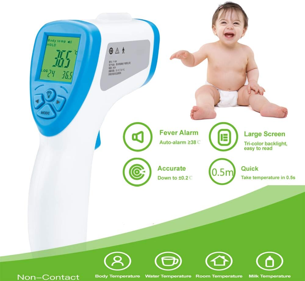 Non-Contact Infrared Electronic Thermometer Digital Thermometer Accurate and Fast Measurement of Temperature Gun for Children Baby Adult Home Health Care