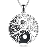 AXELUNA Yin Yang Necklace Sterling Silver Tree of Life Pendant Jewelry Gifts for Women Men