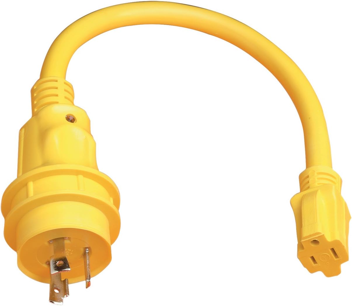 Marinco 105SPP Marine Electrical Shore Power Pigtail Adapter Plus with LED Power Indicator Light (30-Amp 125-Volt Locking Male to 15-Amp 125-Volt Straignt Blade FemaleYellow) : Boating Shore Power Cords : Sports & Outdoors