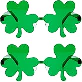Liatunou 2 Pcs St. Patrick's Day Green Shamrock Glasses,Irish Clover Eyeglasses for Women Men Kids Party Favor and Dress Up