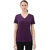 Merino Protect 100% Merino Wool V Neck T-Shirt for Women Short Sleeve Base Layers Odor Resistance Tops for Outdoor Hiking