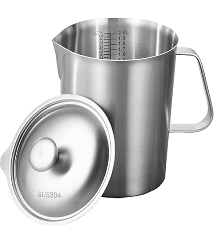 WJMY Gobelet Doseur En Acier Inoxydable 304 De Qualité Alimentaire Avec Poignée, Graduations En Onces Et En Ml, De Qualité Alimentaire, Pour Pot à Lait, Cafetière, Seau à Glace, Passe Au