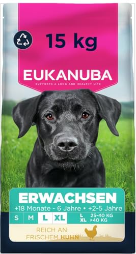Hundefutter Trocken mit frischem Huhn für große Rassen, Premium Trockenfutter für ausgewachsene Hunde, 15 kg