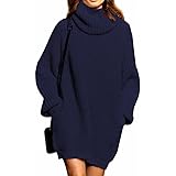 Cowlneck Pullover Sweater Dress,Fengtre Women's Wool Loose Turtleneck Long Sweater Baggy Tops