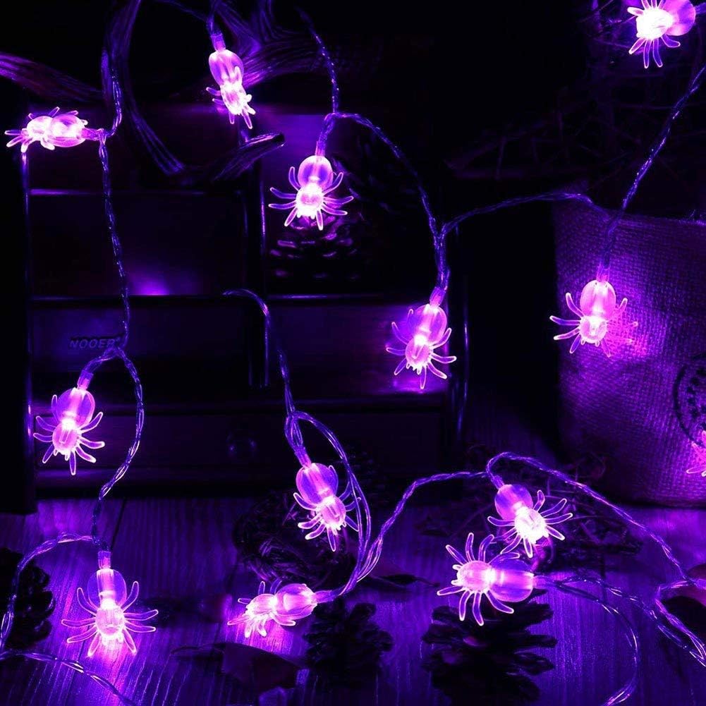 Litcher Halloween String Lights, Battery Operated 11.5fts 30 LED Purple Spider Lights for Halloween Party Decoration, Ideal for Indoor/Ourdoor Halloween Party Christmas Decoration Lights(Spider Light)