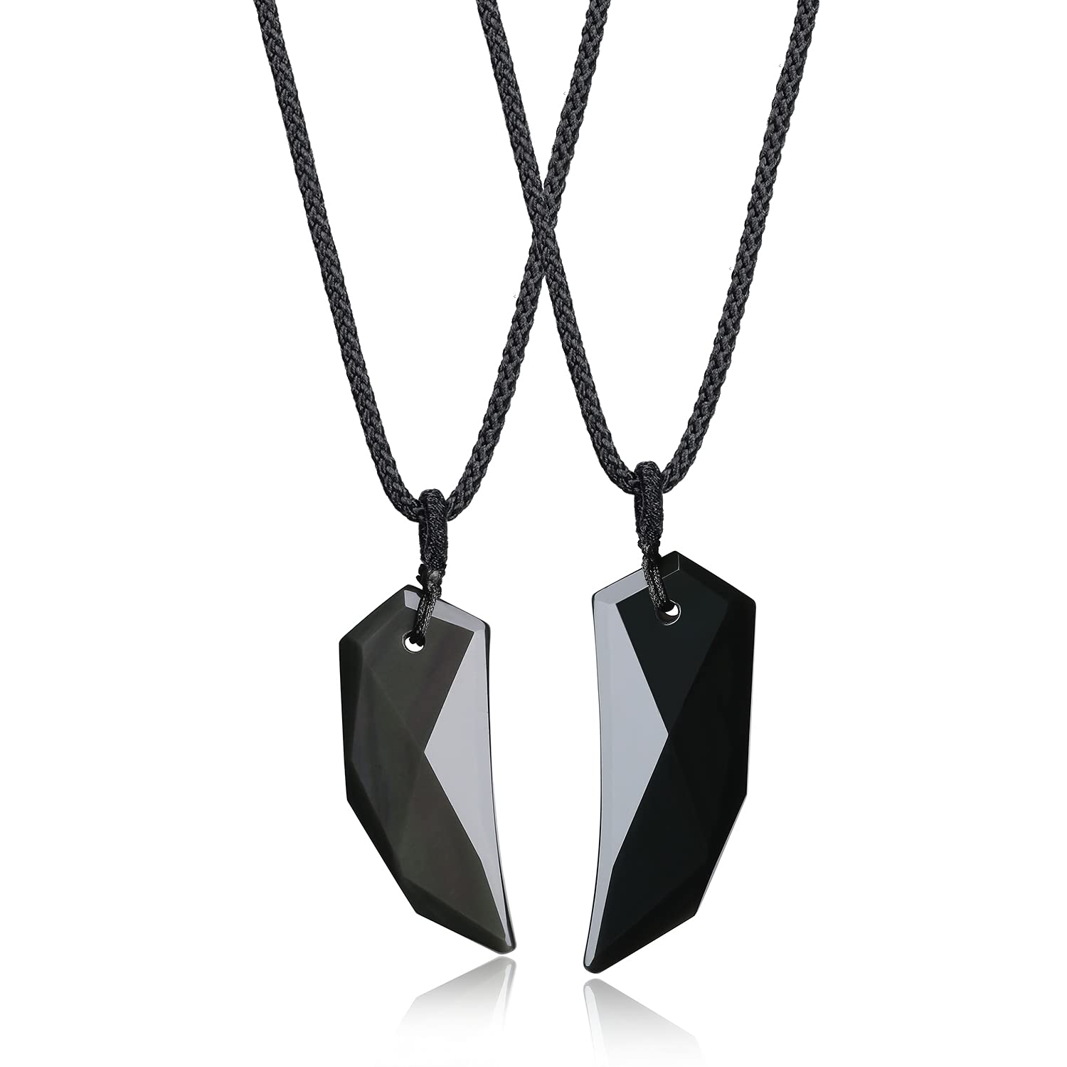 COAI Couples Black Obsidian Wolf Tooth Amulet Pendant Necklaces โ image 1