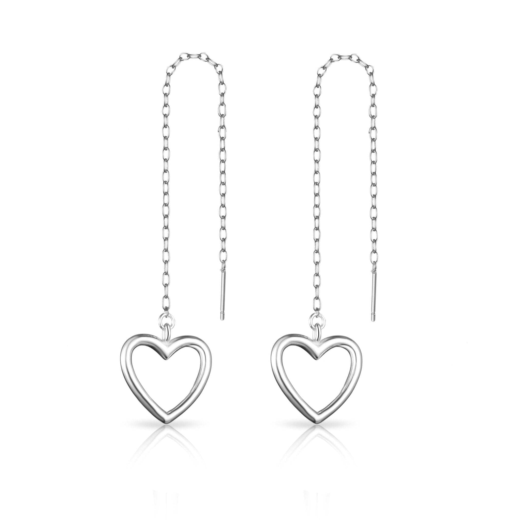 Philip Jones Sterling Silver Heart Thread Earrings