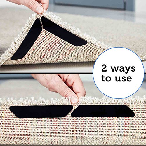 Minzhi 8pcs Trapezoid Anti-slip PU Carpet Gripper Corners and Edges Non Slip Rug Pads for Kitchen Bathroom - Thumbnail 3