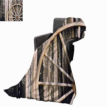 Amazon Com Barn Wood Wagon Wheel Faux Fur Throw Blanket Wooden