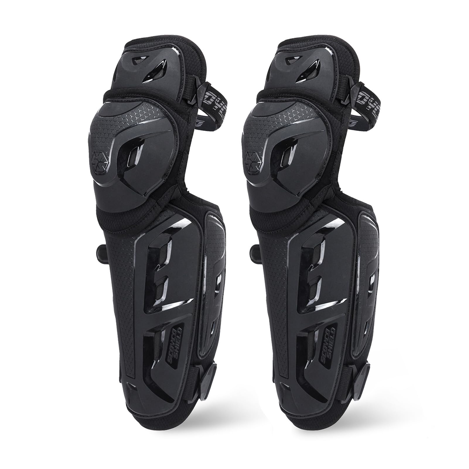 Photo 1 of SCOYCO Motorcycle Knee Pads for Men - CE Level 1 Motocross Knee Shin Guards Protective Gear with 45°-180° Knee Flexibility Design and Adjustable Elastic Bands