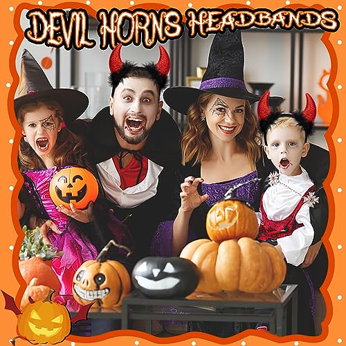 FUTUREPLUSX 2PCS Devil Horns Headbands, Halloween Devil Horns Sparkly Glitter Devil Ears Hair Hoop Halloween Party Cosplay Costume Devil Accessories