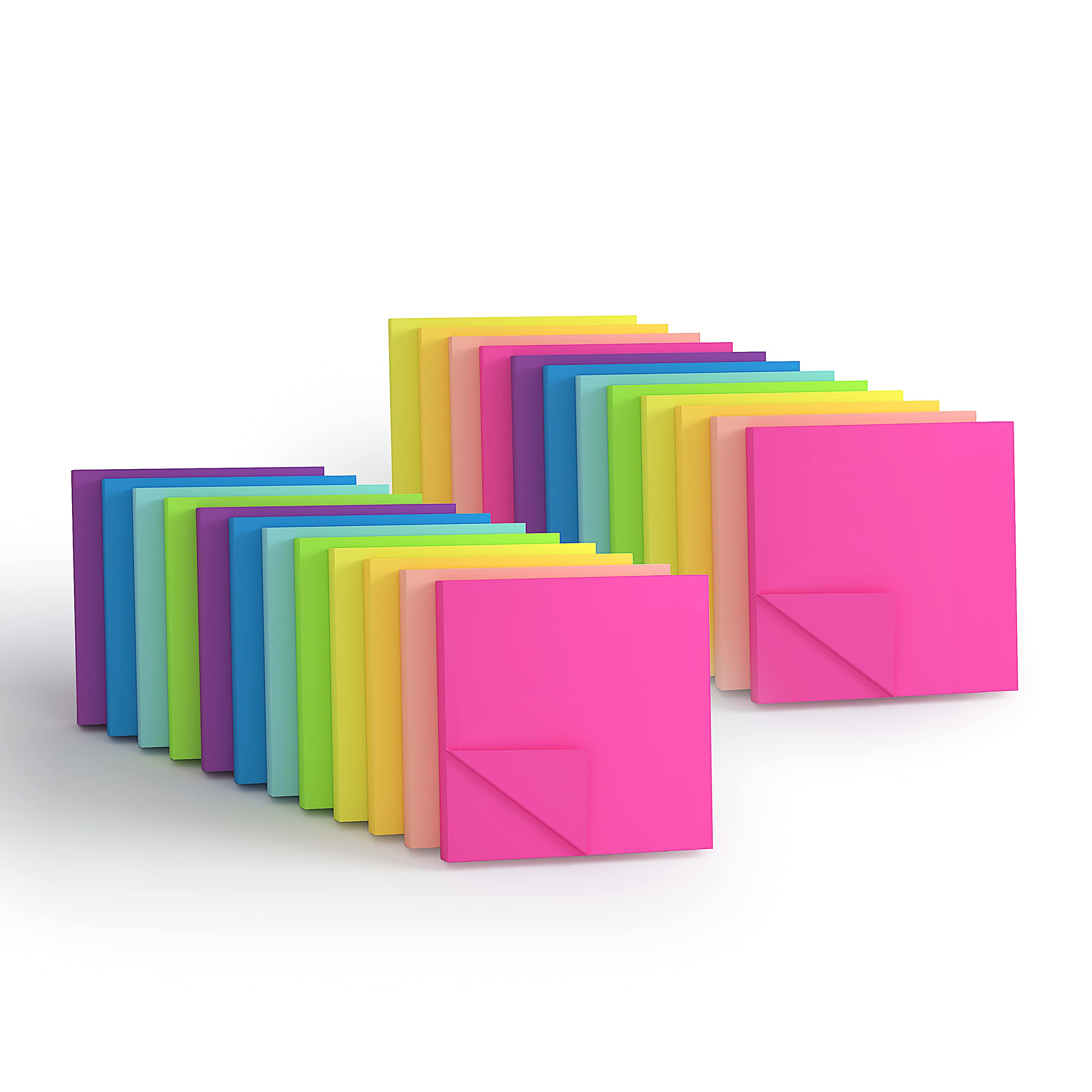 KIFZM 1920 Sheets 3x3 Inches Bright Sticky Notes,8 Brilliant Colors Assorted Removable Self-Stick Notes,80 Sheets/Pad
