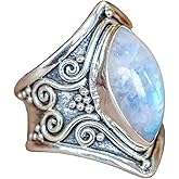 Sdouefos Vintage Silver Ring 925 Silver Natural Moonstone Women Jewelry Elegant Gemstone Wedding Ring(10)