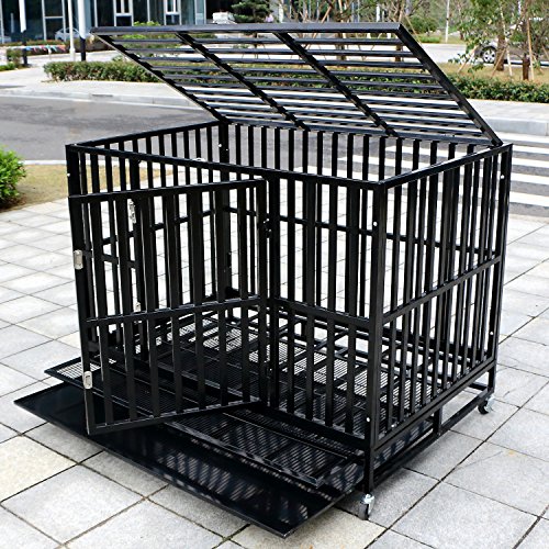 Bestmart INC 48" Heavy Duty Dog Cage Square Tube Crate Kennel Metal Pet Playpen Portable w/ Tray NEW