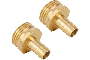 2pcs Solid Brass 1/2" PEX Barb to 3/4" GHT Male Garden Hose Connector, Heavy Duty Leak-Proof Fitting for Repair & Splicing