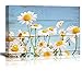 wall26 Canvas Print Wall Art White Daisy Field on Retro Wood Panels Nature Floral Illustrations Modern Art Rustic Scenic Relax/Calm Multicolor for Living Room, Bedroom, Office - 12