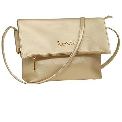 Borse Womens/Ladies/Girls Gold Color Leather Crossbody Sling Bags | Gift for Mothers Day