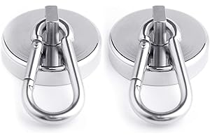 WELLZEER Magnetic Hooks 170lbs Magnet Hooks Carabiner for Hanging Refrigerator Strong Large Heavy Duty Neodymium Magnet (170LBS-2PACK)