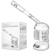 DKURQG Nano Ionic Facial Steamer with Removable Water Cup, Face Steamer 360° Rotatable Sprayer Warm Mist Face Humidifier for Home and Beauty Salon, Facial Deep Cleaning (White)