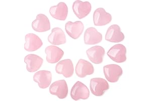 YATOJUZI 20PCS Rose Quartz Heart Healing Crystals Natural Rose Quartz Crystal Set Pink Heart Shaped Stones Polished Stone Bulk Wholesale Mini Pocket Gemstones Reiki Valentines Gifts for Her