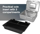 Westcott Lockable Cash Box 20 cm Steel 2 Keys Removable Tray Silver E-51001 view 2