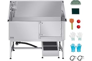 VEVOR Stainless Steel Dog Washing Station, Professional 62 inch Pet Grooming Tub w/Ramp, PE Water Filter Board, Faucet & Showerhead & Soap Holder Bathtub for Large & Medium & Small Pets (Right Door)
