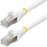 StarTech 8ft Cat6a Snagless Ethernet Cable, S/FTP, 100W PoE, LSZH, White | LSZH, Gold-plated RJ45, Patch Cable, Ethernet Cord, Low Smoke, Zero Halogen, Network, Strain Relief, 10Gbps, 27AWG copper