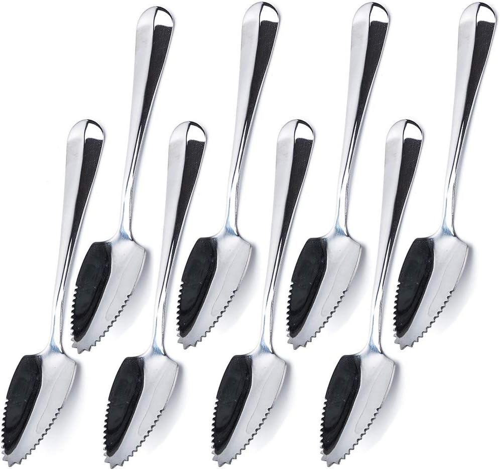 Serrated Grapefruit Spoons, Stainless Steel Grapefruit Spoon for Citrus Fruit, Mirror Finish Serrated Grapefruit Spoons, Serrated Dessert Spoon Sets 8 pack