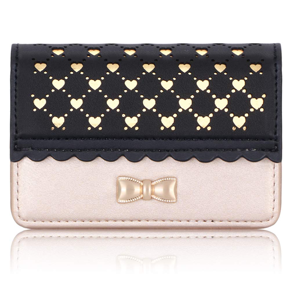 Jasilon Business Card Holder Romantic Love Shape And Luxurious Bowknot Premium Leather Business Card Case With Magnetic Shut Universal Card Case Holder For Women Men Girls Black Buy Online In Antigua And Barbuda