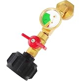 Propane Refill Adapter 20lb to 1lb，Propane Refill Elbow Adapter with Valve and Gauge， Fit for QCC1 / Type1 Propane Tank and 1lb Cylinder Propane Bottle Connector