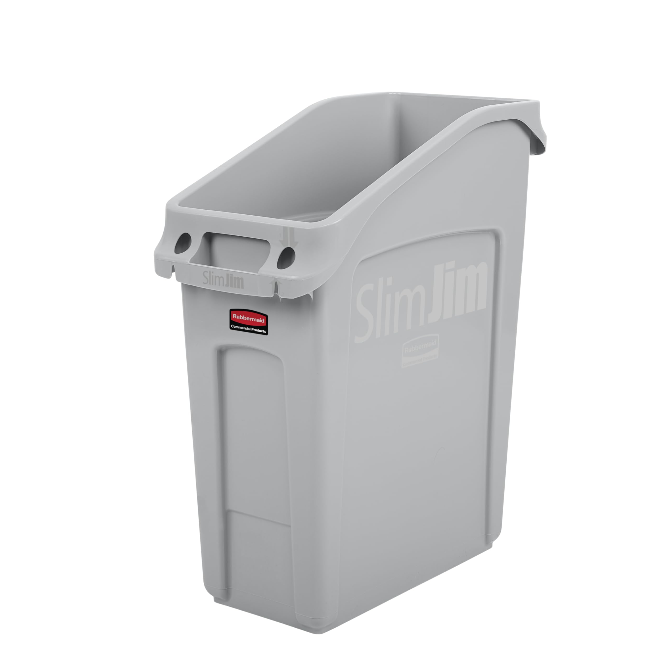 Rubbermaid Commercial Products Slim Jim Under-Counter Rubbish Bin 49 L Grey – With Venting Channels, Fits Under Desk, Cabinet or Sink – 2026695