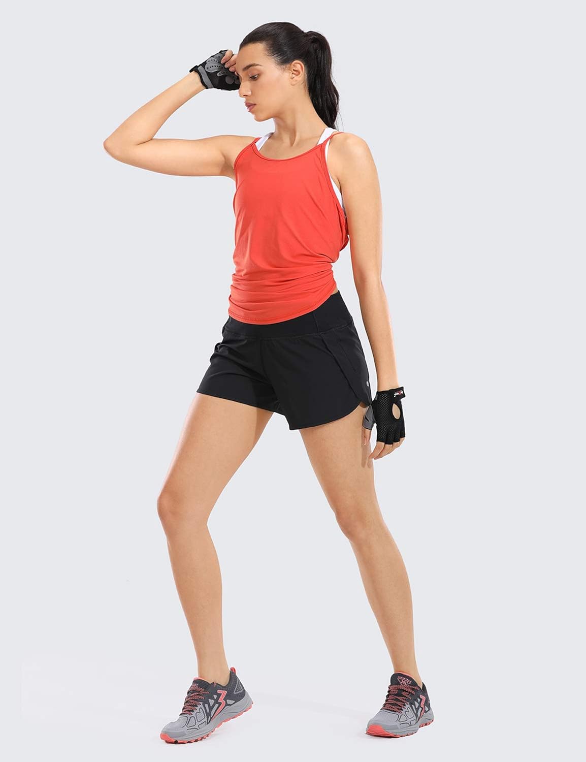 CRZ YOGA Women's Quick-Dry Athletic Sports Running Workout Shorts with Zip Pocket - 4 Inches: Clothing