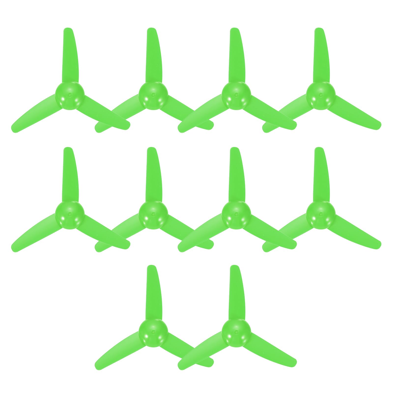sourcing map 2mm DC Motor Shaft Propeller, 80mm Fan Shape 3-blade Plastic Straight Propeller for DIY Model Airplane Science Education Toys Motor RC Boat Micro (Green, Pack of 10)