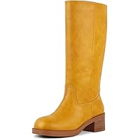 Amazon.com | CUSHIONAIRE Sawyer Genuine Leather Tall Chunky Heel