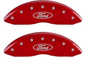 MGP Caliper Covers 10056SFRDRD Red Brake Covers Engraved with Silver Ford Oval (Set of 4 )