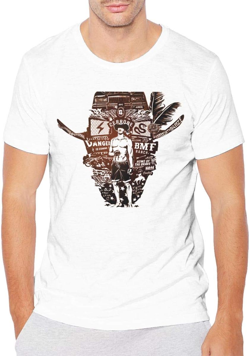 Nanavang Donald Cerrone Men's Short Sleeve Round Neck Summer Fashion Shirt Comfortable White