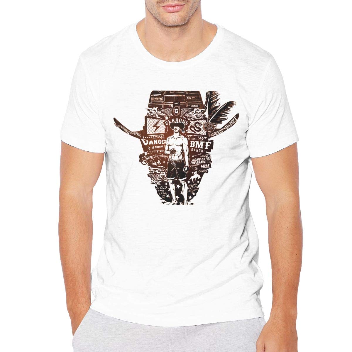 Nanavang Donald Cerrone Men's Short Sleeve Round Neck Summer Fashion Shirt Comfortable White