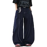 DFGIGT Men's Baggy Loose Fit Jeans Hip-hop Wide Leg Jeans Y2k Skater Loose Fit Denim Pants