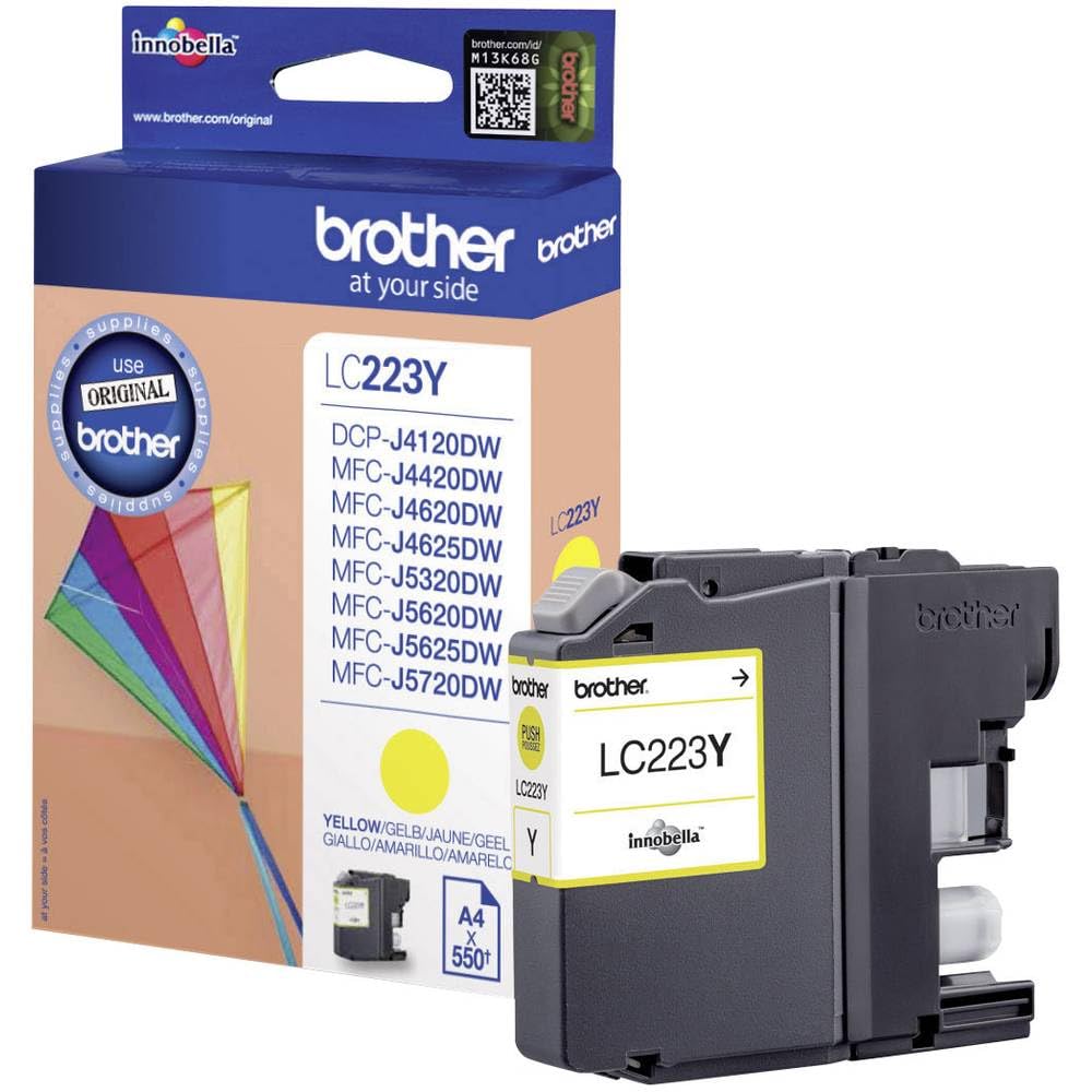 Brother LC-223Y Inkjet Cartridge, Yellow, Single Pack, High Yield, Includes 1 x Inkjet Cartridge, Brother Genuine Supplies