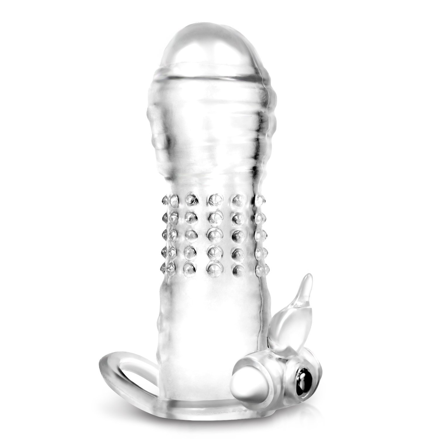 Lovey Angel FUNDA de Silicona Cristalino Funda de Pene con huevo Vibración