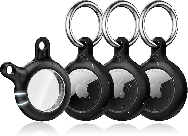YOSH Airtag Holder Keyring 4 Pack Twist Lock TPU Anti-Scratch Metal Keychain