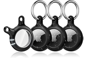 YOSH Air Tag Holder 4 Pack, Air-Tag Keychain Holder Case[Anti-Scratch] [Pet Chew Proof] [Twist Lock Design] Metal Key Chain Ring for Kids, Dog, Luggage