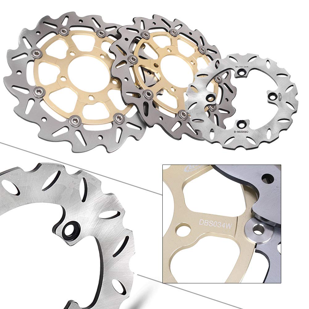 GZYF Front & Rear Brake Disc Rotors for Kawasaki Ninja Zx10r 2004-2007 2004 2005 2006 2007 // 2005-2011 2005 2006 2007 2008 2009 2010 2011 Zx6r Gold